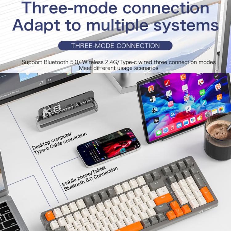 FREE WOLF K8 Korean Bluetooth Wireless Tri-Mode Mechanical Keyboard Hot-swappable Gaming Keyboard
