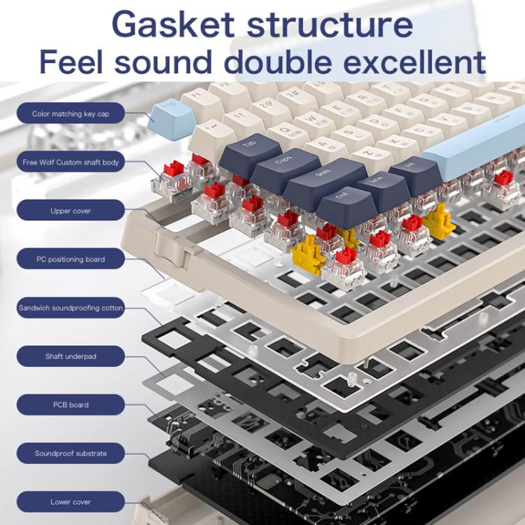 FREE WOLF K8 Korean Bluetooth Wireless Tri-Mode Mechanical Keyboard Hot-swappable Gaming Keyboard