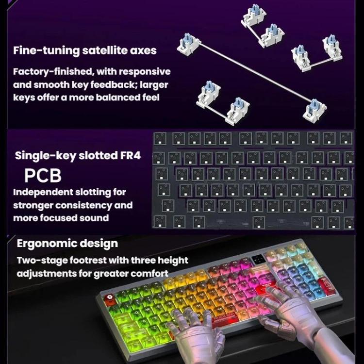 LANGTU T98 Bluetooth / Wireless / Wired Triple-Mode Mechanical Keyboard Hot-Swappable Full N-Key Rollover Gaming Keyboard, Nitro Player Blue Switch 5000mAh, Nitro Player Red Switch 5000mAh, Nitro Player Starfall Switch 10000mAh                         ...