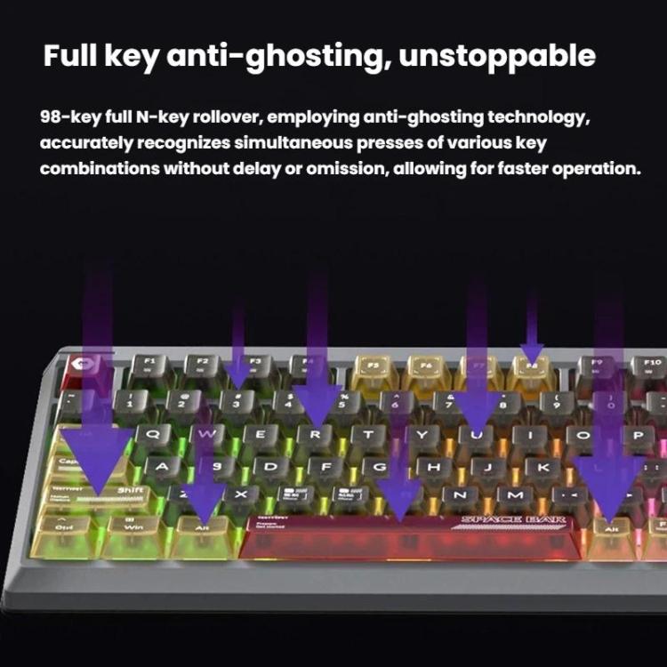 LANGTU T98 Bluetooth / Wireless / Wired Triple-Mode Mechanical Keyboard Hot-Swappable Full N-Key Rollover Gaming Keyboard, Nitro Player Blue Switch 5000mAh, Nitro Player Red Switch 5000mAh, Nitro Player Starfall Switch 10000mAh                         ...