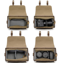 Cwatcun D181 Retro Single Shoulder Camera Bag Casual Mirrorless / DSLR Camera Canvas Bag, Small Brown, Medium Brown