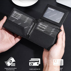 Baellerry D3110 Leather Men Compact Wallet With Lychee Texture Multiple Card Slots