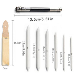 36 In 1 Sketch Drawing Set Blending Stumps Tortillons & Sponge Tools with 24 Replaceable Tips, 36 In 1