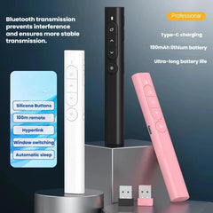 Rechargeable Red Laser Pointer Presentation Remote 100m Wireless Range With Magnetic USB Receiver