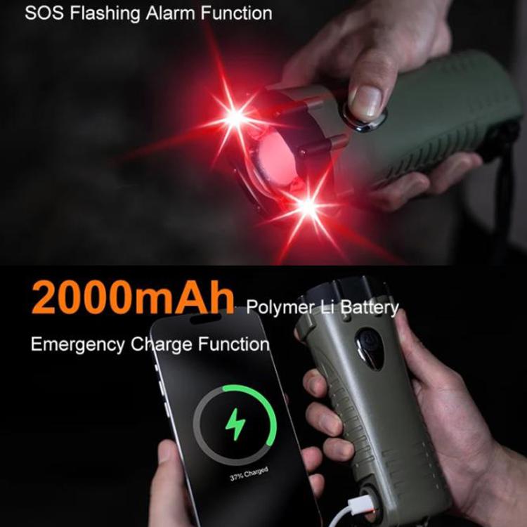 SB-3046C LED Alarm Emergency Flashlight Outdoor Waterproof Hand-Cranked Rechargeable Lighting Torch