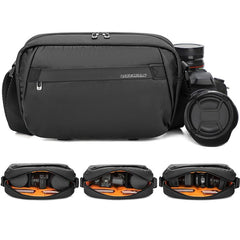 QISEMIAN Men Messenger Camera Bag Water-Resistant DSLR Photography Sling Bag With Removable Dividers & Tripod Mount