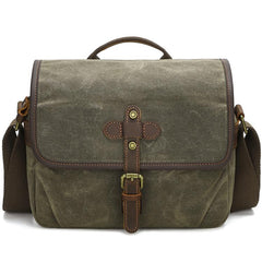 Waxed Canvas Camera Messenger Bag with Adjustable Dividers for DSLR Photography and Travel, L Dusty Yellow, L Army Green, S Army Green, S Dusty Yellow, S Deep Gray