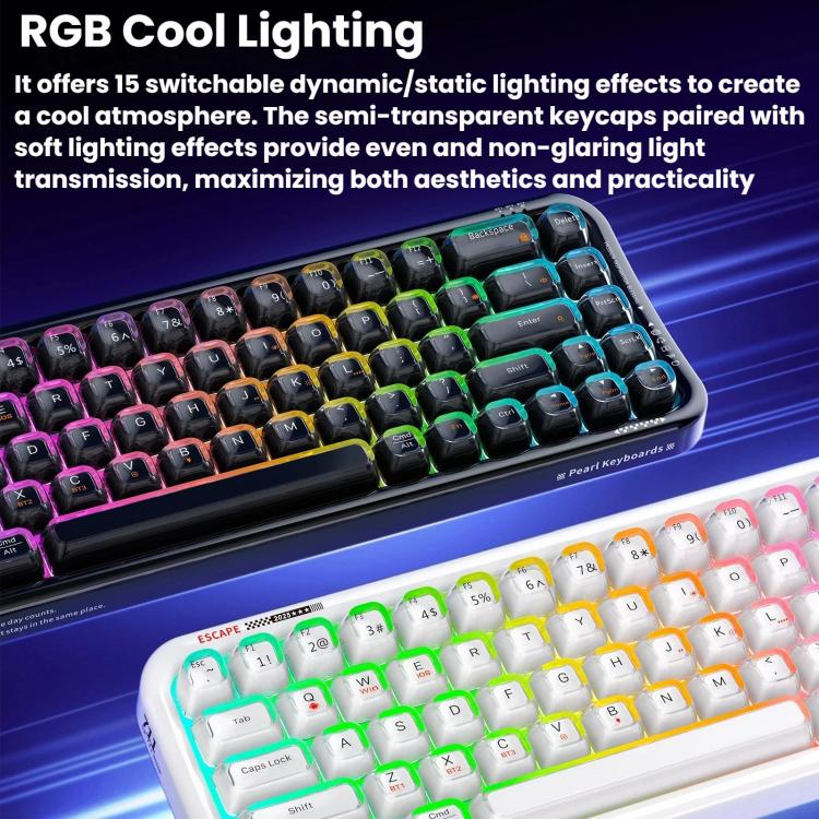 MOFii 711 Pearl Semi-Transparent Triple-Mode Bluetooth RGB Backlit Wireless Keyboard