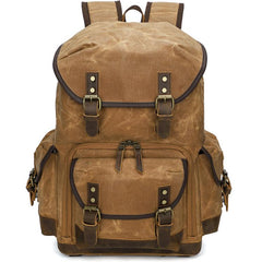 Waxed Canvas Photography Backpack Retro Double-Shoulder Bag For Mirrorless Camera And Laptop