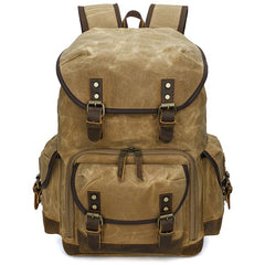 Waxed Canvas Photography Backpack Retro Double-Shoulder Bag For Mirrorless Camera And Laptop