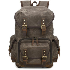 Waxed Canvas Photography Backpack Retro Double-Shoulder Bag For Mirrorless Camera And Laptop