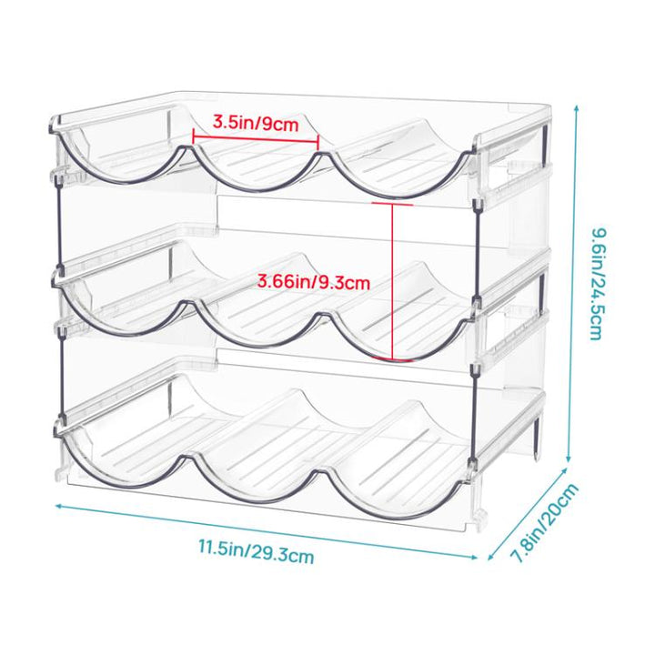 Household Wine Storage Rack Transparent Stackable Water Bottle Organizer, 3-Unit, 4-Unit