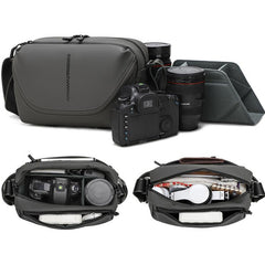 QISEMIAN All-in-One Mens Photography Sling Bag with Removable Camera Insert & Tripod Holder
