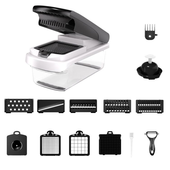 Multi-Function Vegetable Chopper Mandoline Slicer Upgrade Lock Design & Finger Guard, 15 In 1 Gray Green, 15 In 1 Black Cover, 15 In 1 White Cover, 15 In 1 White Green, 18 In 1 White Cover, 18 In 1 Black Cover