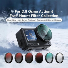 For DJI Osmo Action 6 Camera aMagisn Quick Release Filter Protective Lens Cover, UV, CPL, ND8+ND16+ND32+ND64