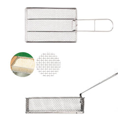 COOL CAMP Camping Stainless Steel Foldable Strainer Frying Basket for Outdoor Cooking,, 175 x 120 x 50mm