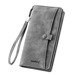 Baellerry C3258 Men Long Wallet Business Casual Snap Closure Money Clip Matte Finish Multi-Card Zipper Clutch