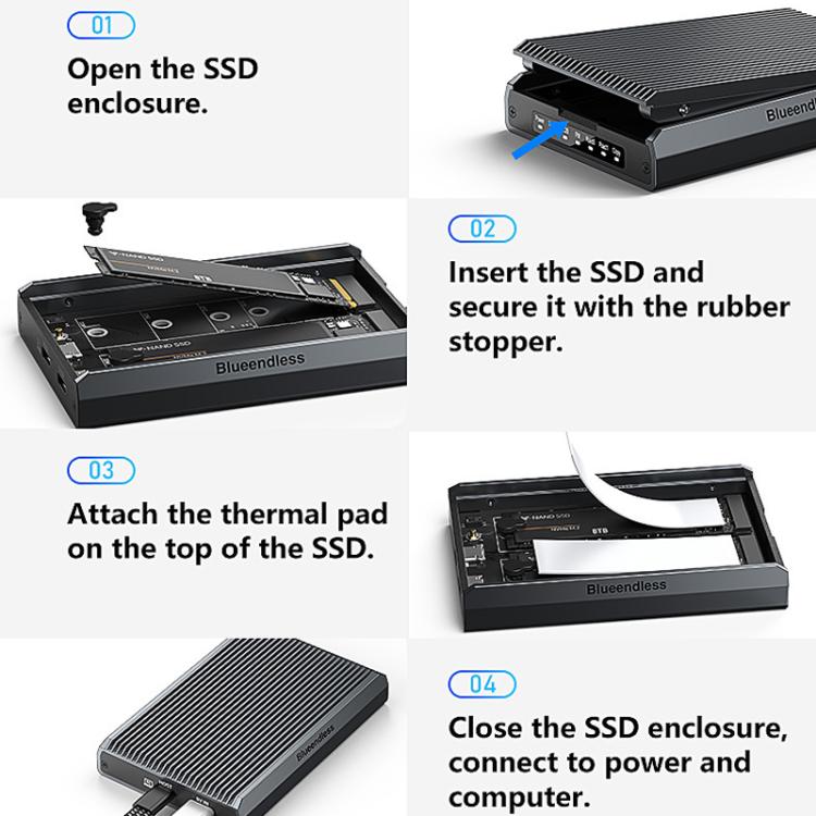 M.2 Disk Array Enclosure NVMe / SATA Dual-Protocol RAID Portable SSD Enclosure 20Gbps Offline Copy, DB280A3