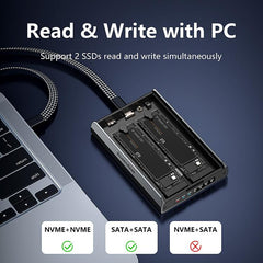 M.2 Disk Array Enclosure NVMe / SATA Dual-Protocol RAID Portable SSD Enclosure 20Gbps Offline Copy, DB280A3