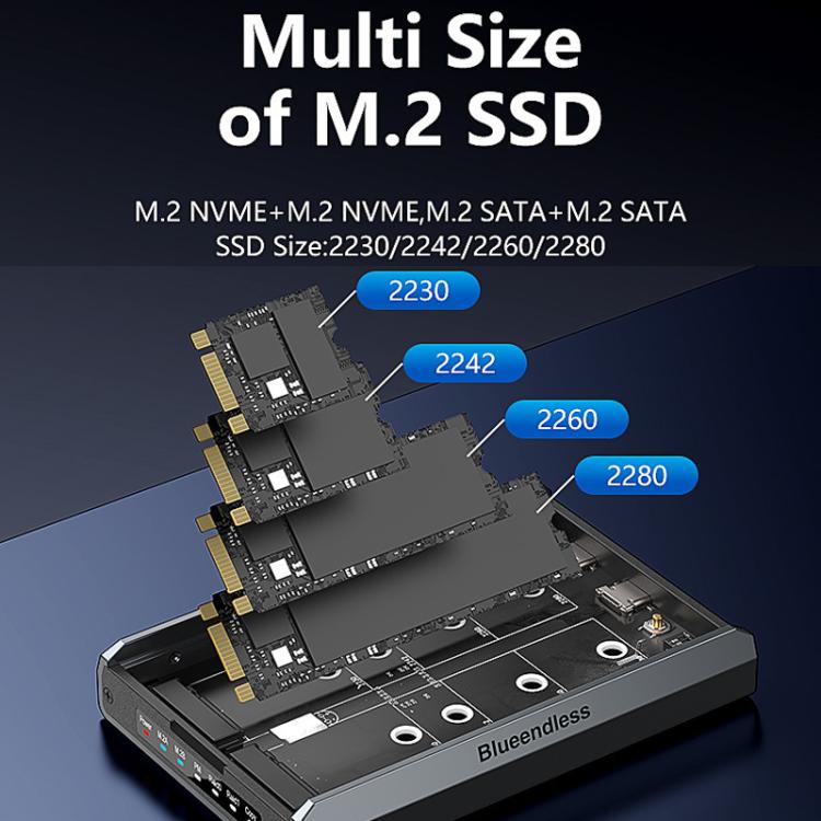 M.2 Disk Array Enclosure NVMe / SATA Dual-Protocol RAID Portable SSD Enclosure 20Gbps Offline Copy, DB280A3