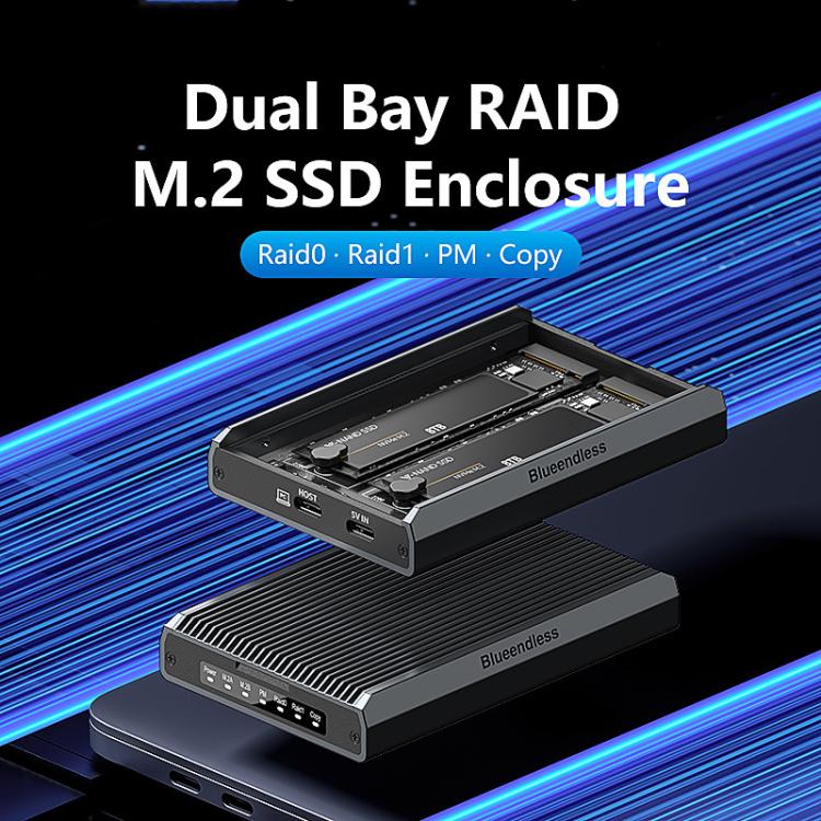 M.2 Disk Array Enclosure NVMe / SATA Dual-Protocol RAID Portable SSD Enclosure 20Gbps Offline Copy, DB280A3