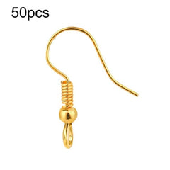 50pcs Stainless Steel Ear Stud & Earring Hooks DIY Jewelry Accessories, Steel Straight Bar, Gold Straight Bar, Steel Cross, Gold Cross