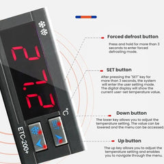 ETC-200+ Digital Temperature Controller with Refrigeration, Heating, Defrost Delay & Alarm, 220V English Version, 110V  English Version