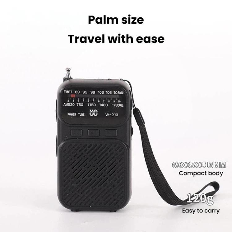 W-213 FM/AM Pointer Dual-Power Radio Portable Clip-On Radio With Flashlight