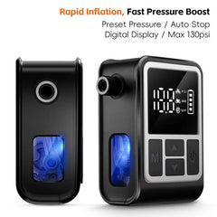 WEST BIKING Mini Digital Electric Air Pump Portable Tire Inflator with Preset Pressure, USB-C Rechargeable for Bikes Motorcycles Balls