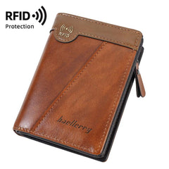 Baellerry D5592 Men Compact Wallet Vintage Waxed Leather RFID Multi-Card Holder