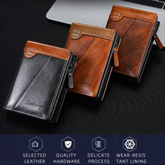 Baellerry D5592 Men Compact Wallet Vintage Waxed Leather RFID Multi-Card Holder