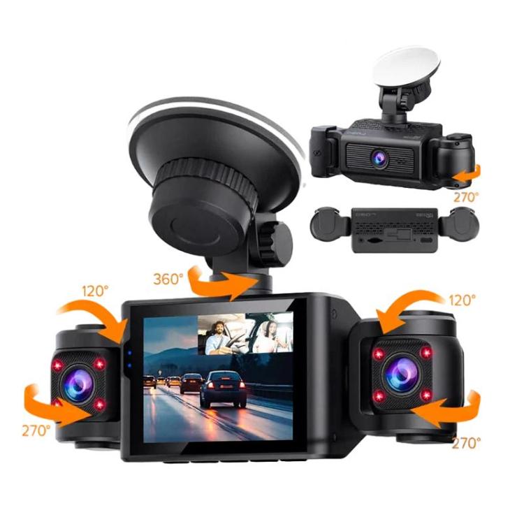 A7 1080P Dash Camera HD Night Vision Car Recorder, Front+Left+Right, Front+Left+Right+Rear