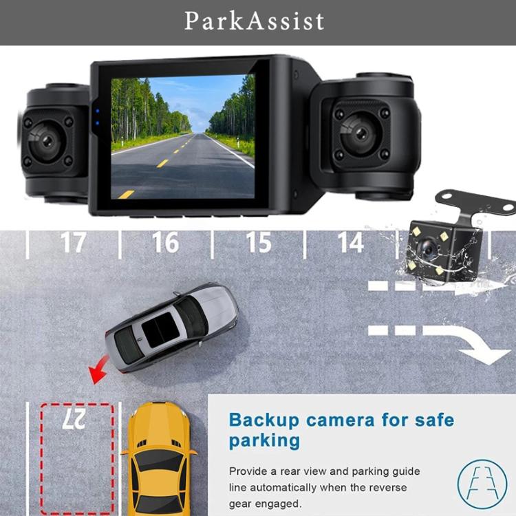 A7 1080P Dash Camera HD Night Vision Car Recorder, Front+Left+Right, Front+Left+Right+Rear