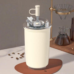 316 Stainless Steel Insulated Coffee Cup Vacuum Double-Wall Straw Cup, 300ml