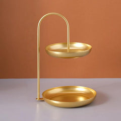 Decorative Wrought Iron Two-Tier Tray Multi-Purpose Serving And Display Plate For Parties And Daily Use