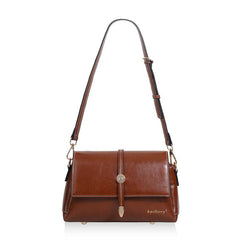 Baellerry N8943 Vintage Waxed Leather Women Small Square Bag With Metal Buckle Single-Shoulder Crossbody Bag