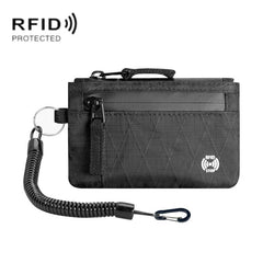 Anti-Theft Card Holder RFID-Protected Portable Key Coin Wallet Multifunctional Travel Document Case, Black With Red Zipper, Black, Black With hook, Black Red Zipper With Hook, Black With Lanyard, Black Red Zipper With Lanyard, Large Black With Red Zipp...