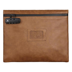 KOSMCCO CL250 Password Lock Leather Document Pouch A4 Large Capacity File Organizer ID Holder
