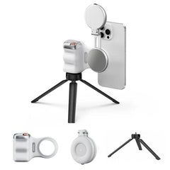 TELESIN Magnetic Phone Mounting Aid Photography Handle Remote Control Assistant, White Camera Grip+Silver Fill Light, White Camera Grip+Tripod+Silver Fill Light, White Camera Grip+White Fill Light, White Camera Grip+Tripod+White Fill Light             ...