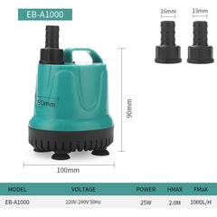 Submersible Aquarium Pump with Bottom Suction for Waste Removal, Water Change and Bottom Filtration, EB-A300 5w, EB-A600 8w, EB-A800 18w, EB-A1000 25w, EB-A1500 40w, EB-A2500 60w, EB-A4000 90w