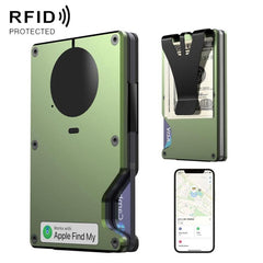Find My Enabled Metal Wallet Built-in Tracker Chip & RFID Blocking  Anti-Loss Aluminum Card Holder with Sound Alert