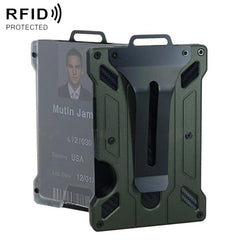 Aluminum RFID Blocking Badge Holder with Clear Card Window Metal ID Card Wallet With Belt Clip