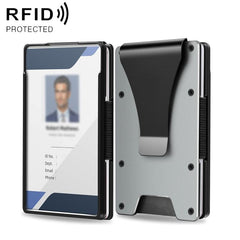 Ultra Slim Aluminum Badge Holder & Card Wallet RFID Blocking Name Tag Case Credit Card Metal Holder