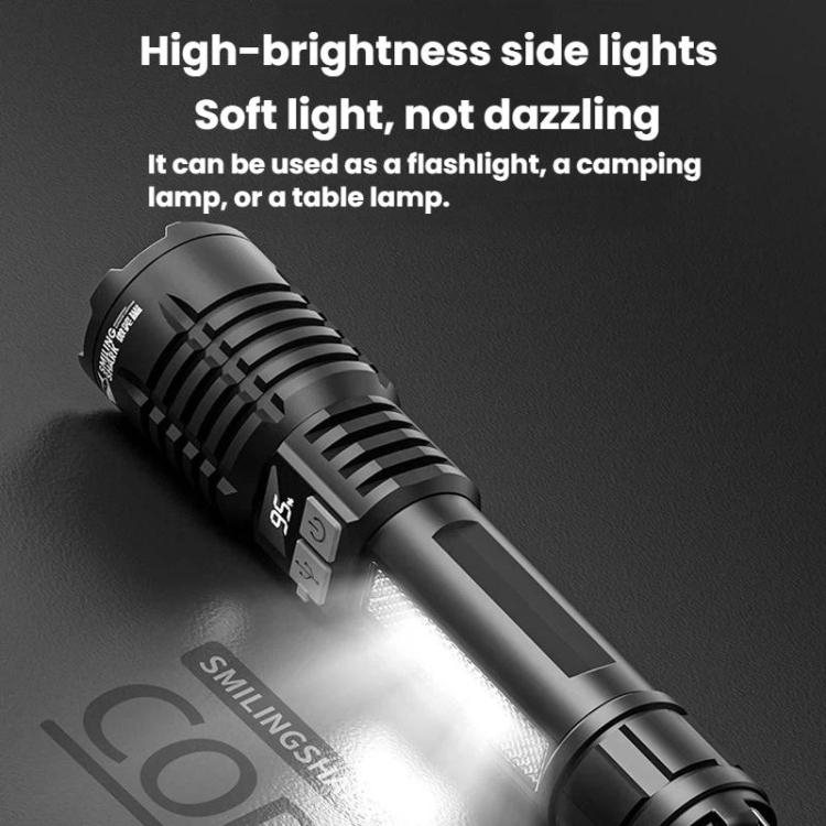 SMILING SHARK SD-5244 Zoomable Digital Display Flashlight With Side Light 4-Gear Dimmable Portable Torch, Hook, Breaker Bar