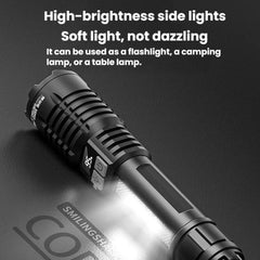 SMILING SHARK SD-5244 Zoomable Digital Display Flashlight With Side Light 4-Gear Dimmable Portable Torch, Hook, Breaker Bar