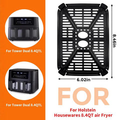 2pcs /Pack Crisper Tray & Drip Pan for Holstein Housewares 8.4QT Dual Basket Digital Air Fryer