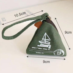 2pcs Retro Zongzi-Shaped Coin Purse Mini Canvas Coin Bag