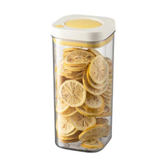 Press Vacuum Food Storage Jar Kitchen Canister For Coffee Beans & Grains, 380ml White Yellow, 1100ml White Yellow, 1800ml White Yellow, 380ml White Blue, 1100ml White Blue, 1800ml White Blue