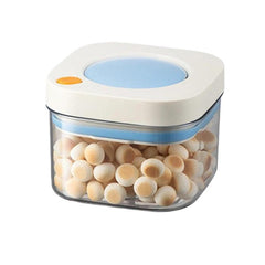 Press Vacuum Food Storage Jar Kitchen Canister For Coffee Beans & Grains, 380ml White Yellow, 1100ml White Yellow, 1800ml White Yellow, 380ml White Blue, 1100ml White Blue, 1800ml White Blue