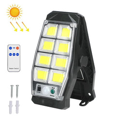 Solar Waterproof Clip-On Wall Light Outdoor Garden Fence Light Motion-Sensing Pathway Lamp, 8 Cells COB Remote Control, 8 Cells LED Remote Control, 2 Cells LED, 2 Cells COB